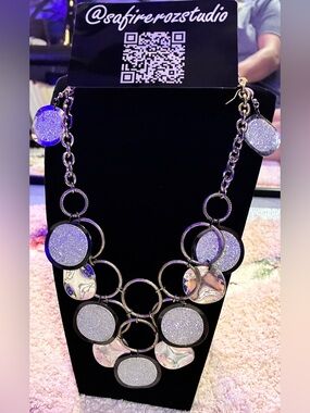 Glitter Disc Statement Necklace by